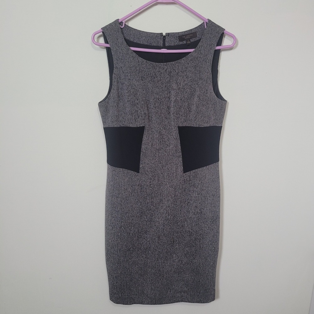 The Limited 4 Sheath Dress Womens Grey Black Colorblock Sleeveless Career Shell